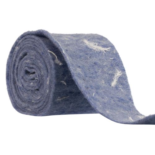 Floristik24 Filtbånd uld bånd pyntestof blå fjer uldfilt 15cm 5m