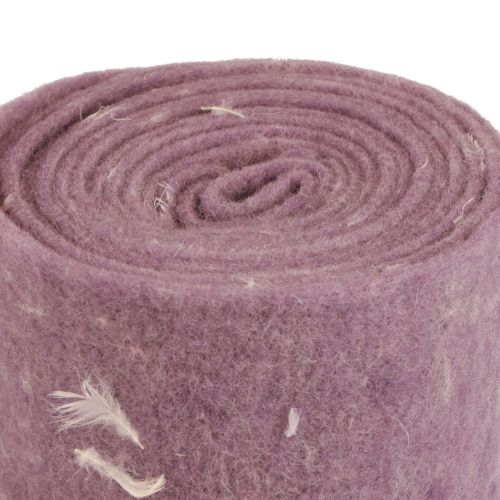 Filtbånd uld bånd dekorativt stof lilla fjer uldfilt 15cm 5m