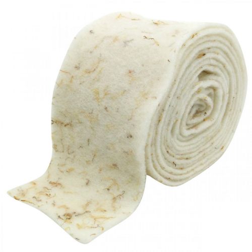 Floristik24 Filt bånd deco creme med gule blomster potte bånd 15cm×5m