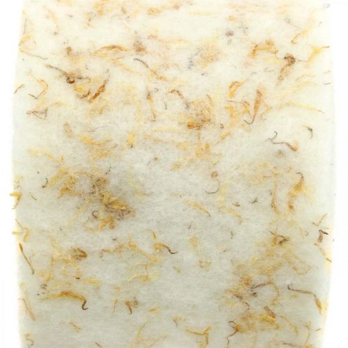 Floristik24 Filt bånd deco creme med gule blomster potte bånd 15cm×5m