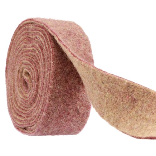 Artikel Filtbånd uldbånd dekorativt stof vinrød beige 7,5cm 5m