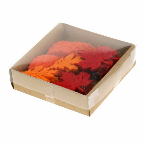 Floristik24 Drys deco efterårsfiltark rød, orange 3,5 cm 36 stk