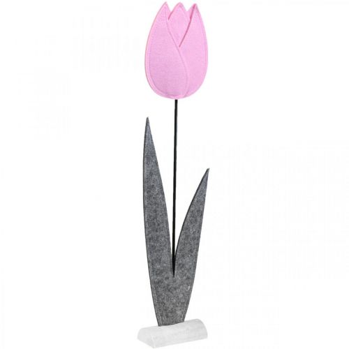 Filt blomsterfilt deco blomst tulipan pink borddekoration H68cm