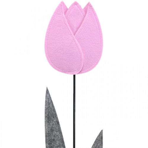 Filt blomsterfilt deco blomst tulipan pink borddekoration H68cm