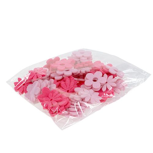 Floristik24 Følte blomsterrosa, lyserød 3,5 cm 96p