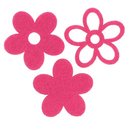 Floristik24 Filtblomst til at sprede pink som dekorationssæt Ø4cm 72 stk