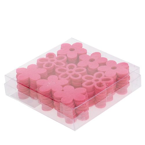 Floristik24 Filtblomst til at sprede pink som dekorationssæt Ø4cm 72 stk