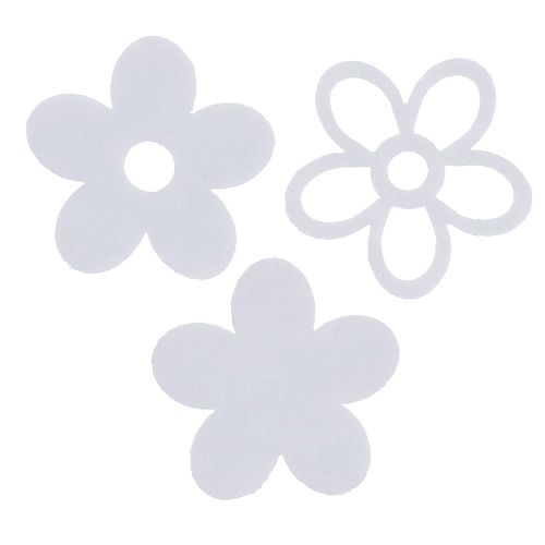 Floristik24 Følte blomster til at drysse hvid i en dekorativ blanding Ø4cm 72stk