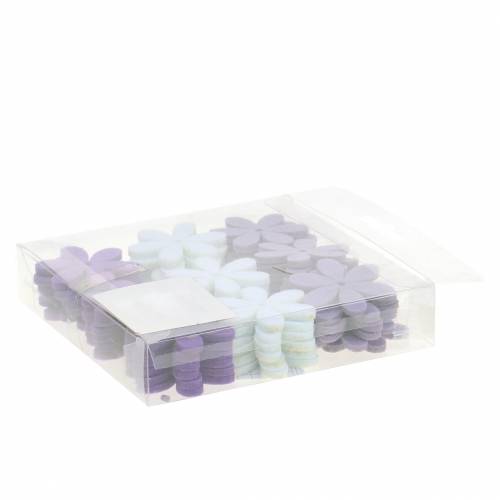 Floristik24 Filtblomst lilla, hvid assorteret 4,5cm 54p