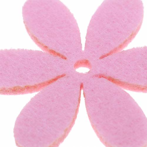 Floristik24 Filtblomst Ø4,5cm lyserød, hvid, lyserød assorteret 54stk