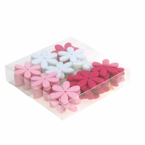 Floristik24 Filtblomst Ø4,5cm lyserød, hvid, lyserød assorteret 54stk