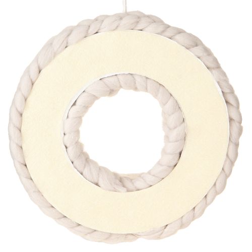Artikel Filtkrans dekorativ krans til ophængning af flettet beige Ø25cm