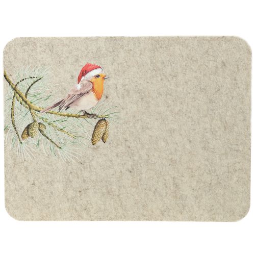 Floristik24 Filtmåtte bordskåner robin grå filt 40×30 cm 4 stk.