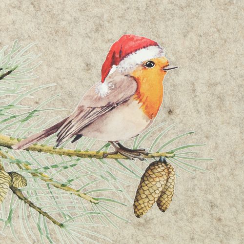 Floristik24 Filtmåtte bordskåner robin grå filt 40×30 cm 4 stk.