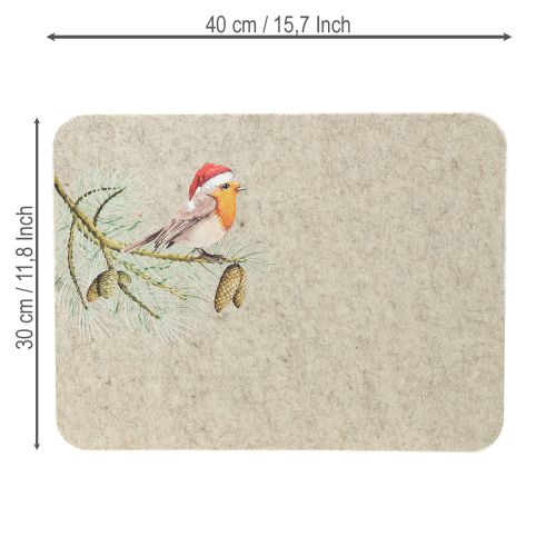 Artikel Filtmåtte bordskåner robin grå filt 40×30 cm 4 stk.