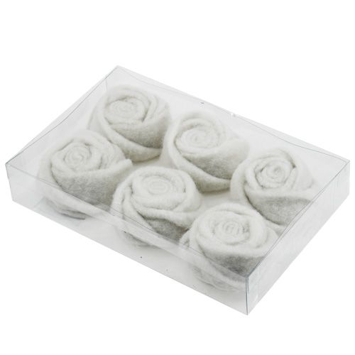 Floristik24 Filt rosa hvid Ø8cm H4cm 6stk