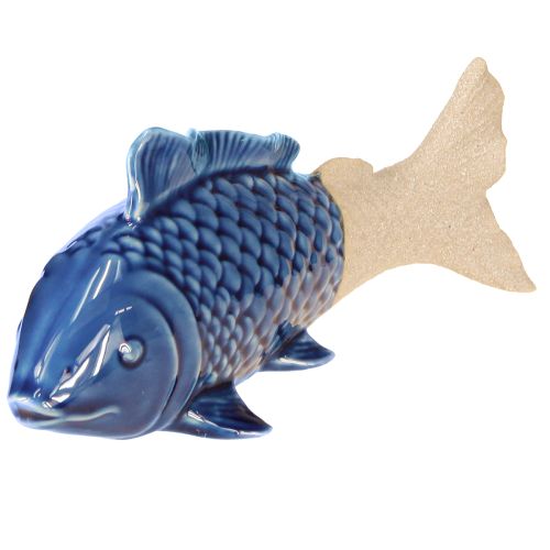 Floristik24 Keramik Fiske Dekoration Maritim Blå Beige 20×8×8,5cm 2 stk