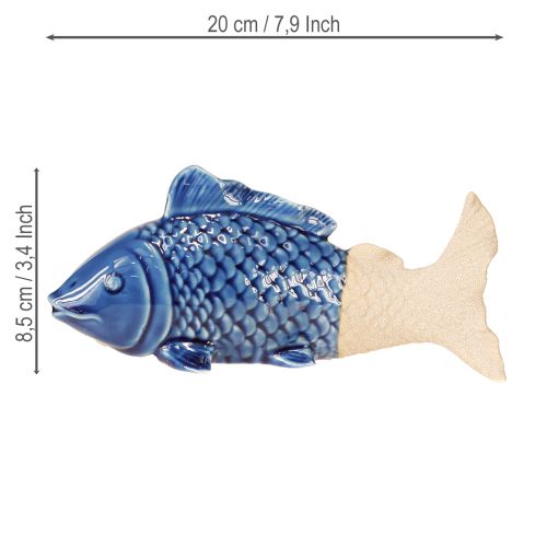 Artikel Keramik Fiske Dekoration Maritim Blå Beige 20×8×8,5cm 2 stk