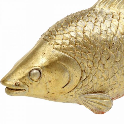 Floristik24 Dekorativ Fisk Guldfarvet Statue til Stand Fisk Skulptur Polyresin Lille L18cm