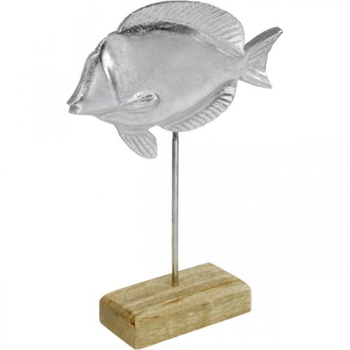 Fisk at placere, maritim dekoration, dekorative fisk lavet af metal sølv, naturlige farver H23cm