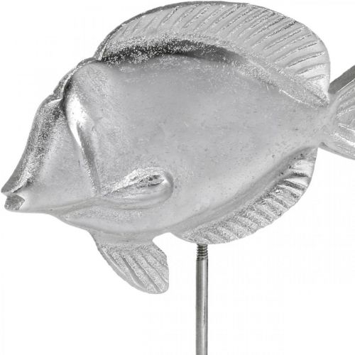 Floristik24 Fisk at placere, maritim dekoration, dekorative fisk lavet af metal sølv, naturlige farver H23cm
