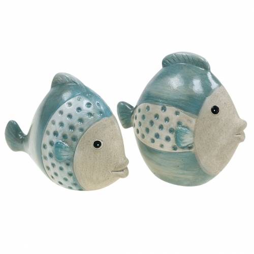 Floristik24 Dekorativ fisk terracotta blå, grå H14cm / 12,5cm sæt med 2
