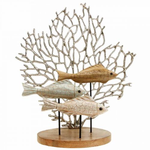 Fiskeskoledekoration, koraldekoration, fiskedekoration i træ H48,5cm