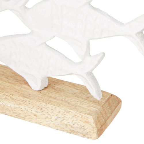 Artikel Fiskeskole Dekoration Fisk Hvid Metal Træ Naturlig 28x16cm