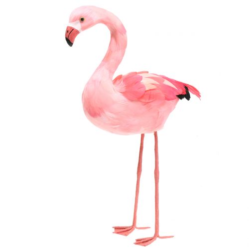 Floristik24 Dekorativ flamingo med fjer lyserød H45cm