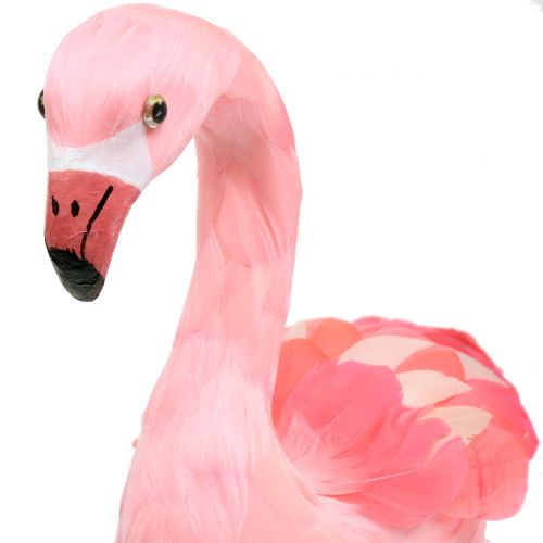 Floristik24 Dekorativ flamingo med fjer lyserød H45cm