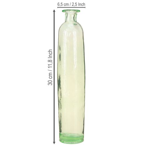 Artikel Flaske dekoration vase glas klar/grøn retro Ø6,5cm H30cm