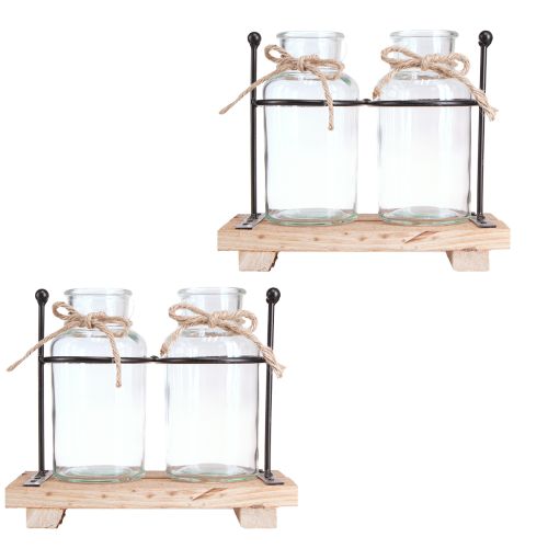 Artikel Flaskevase dekorative flasker glas træ 23x12x19,5cm 2stk