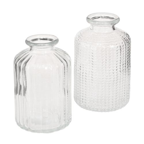 Floristik24 Flaskevase glas minivaser med retro indretning H9cm 4stk