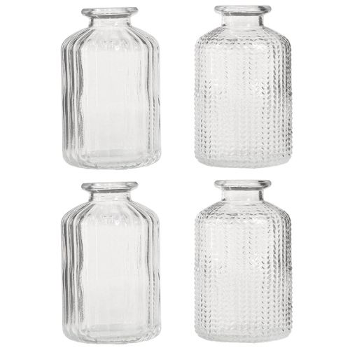 Floristik24 Flaskevase glas minivaser med retro indretning H9cm 4stk