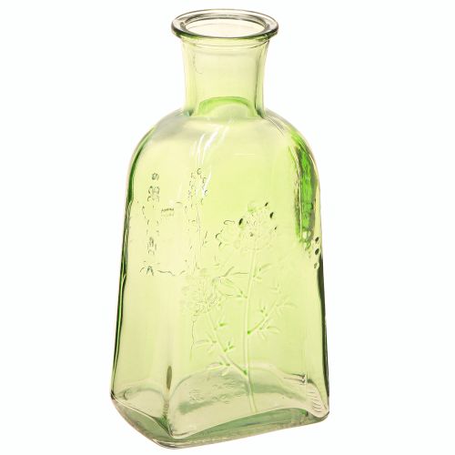 Flaskevase glasvase med motiv flaske glas grøn H19cm 2stk
