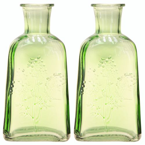 Artikel Flaskevase glasvase med motiv flaske glas grøn H19cm 2stk
