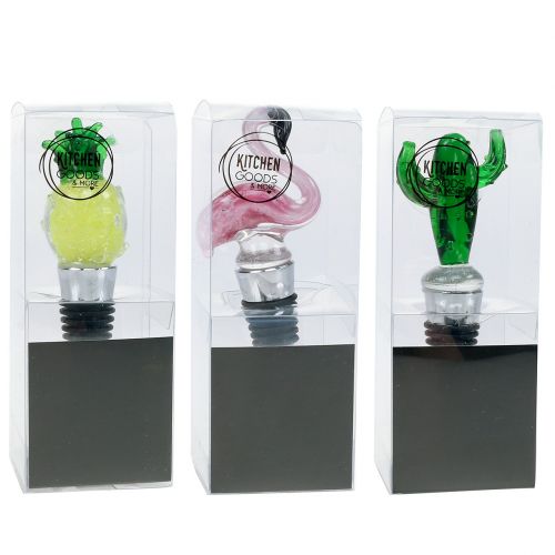 Floristik24 Flaskeprop med figurer af glas 11-12cm 3stk