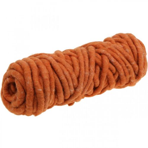 Floristik24 Filtsnor, uldsnor, filtsnor, fåreuld, jute, orange, L30m