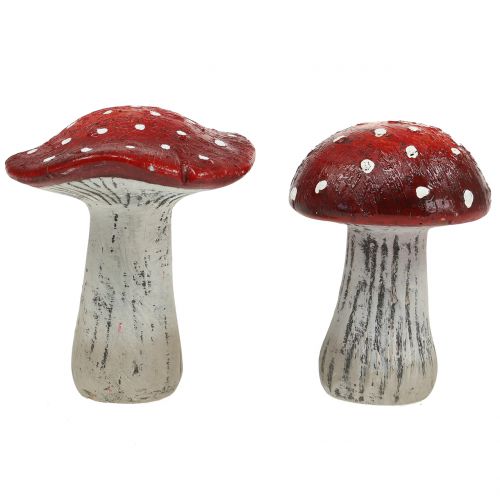 Floristik24 Toadstool lavet af keramikrød, hvid H12,5cm 2stk