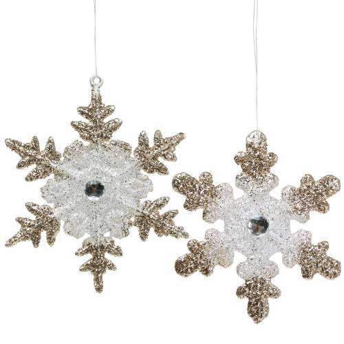 Juletræspynt snefnug glitterperle 2 stk
