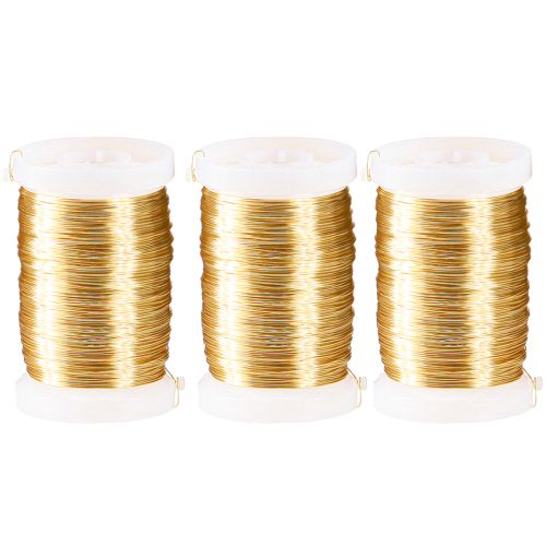 Artikel Blomsterhandler tråd myrtråd dekorativ tråd guld 0,30mm 100g 3 stk.