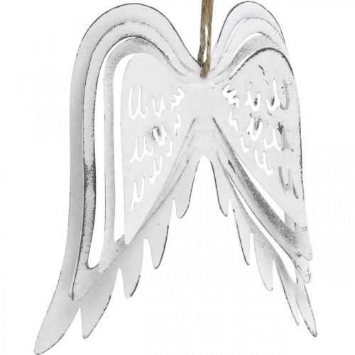 Floristik24 Englevinger til at hænge, juledekoration, metal vedhæng hvide H11,5cm W11cm 3stk