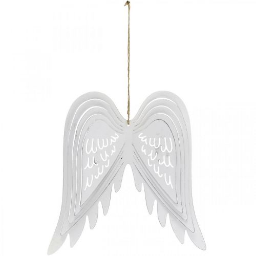Floristik24 Vinger til at hænge, adventsdekoration, englevinger af metal Hvid H29,5cm B28,5cm