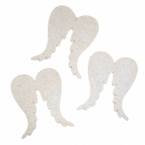 Floristik24 Scatter dekoration englevinger glitter hvid 5cm 48 stk