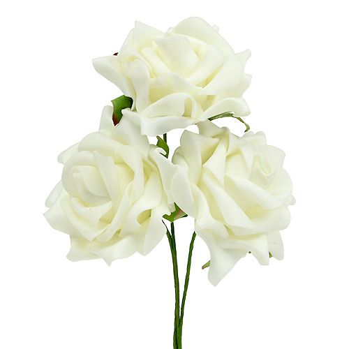 Floristik24 Skumrose Ø7,5cm creme 18 stk