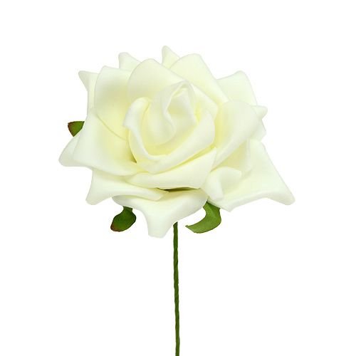 Floristik24 Skumrose Ø7,5cm creme 18 stk