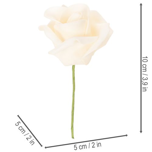 Kunstig rose, cremefarvet, 10 cm blomst på stilk, 100 stk. | Floristik24.dk