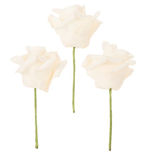 Kunstig rose, cremefarvet, 10 cm blomst på stilk, 100 stk. | Floristik24.dk