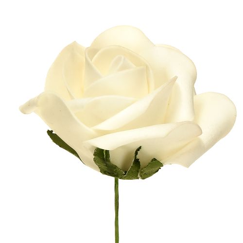 Skumroser med stilkblomster skumcreme Ø7,5cm 18 stk