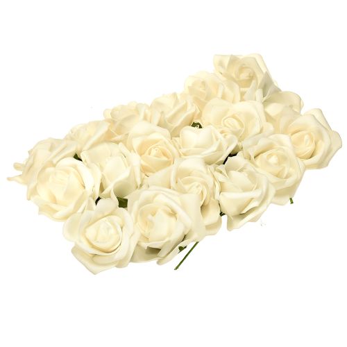 Artikel Skumroser med stilkblomster skumcreme Ø7,5cm 18 stk